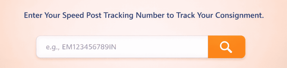 Example of Speed Post consignment number on parcel receipt